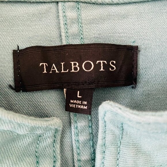 Talbots Womens Garment Dyed Teal Blue Military Style Button Up Jacket Size L - Picture 3 of 8